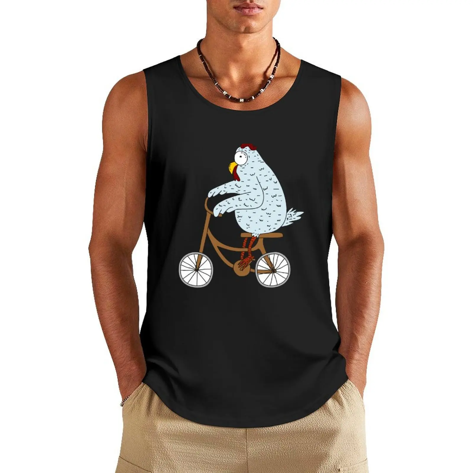 

Chicken rides bicycle Tank Top clothes for men Men's sleeveless t-shirt Men's sleeveless sleeveless man shirts