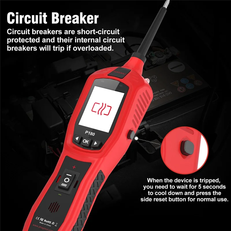 

P180 Automotive Electrical Power Circuit Probe Tester AC DC Voltage Tester Fuel Injector Tester