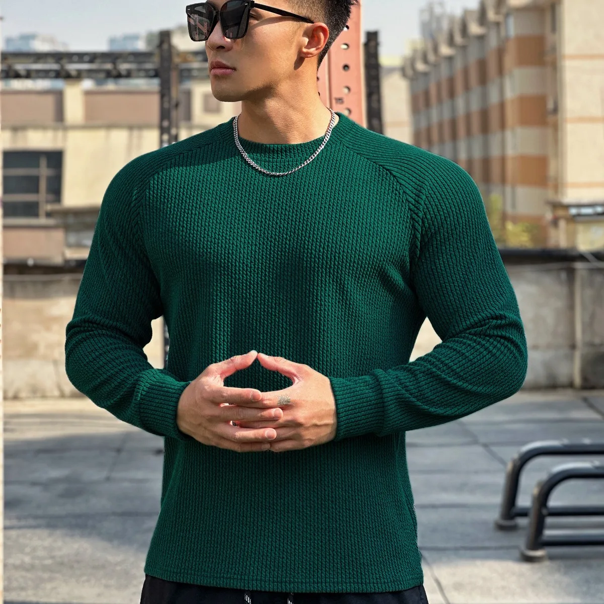 Mens Outdoors Loose Serpentine Long Sleeve T-Shirt Gym Fitness Basketball Tee Male Bodybuilding Casual Clothing Sweatshirts Top