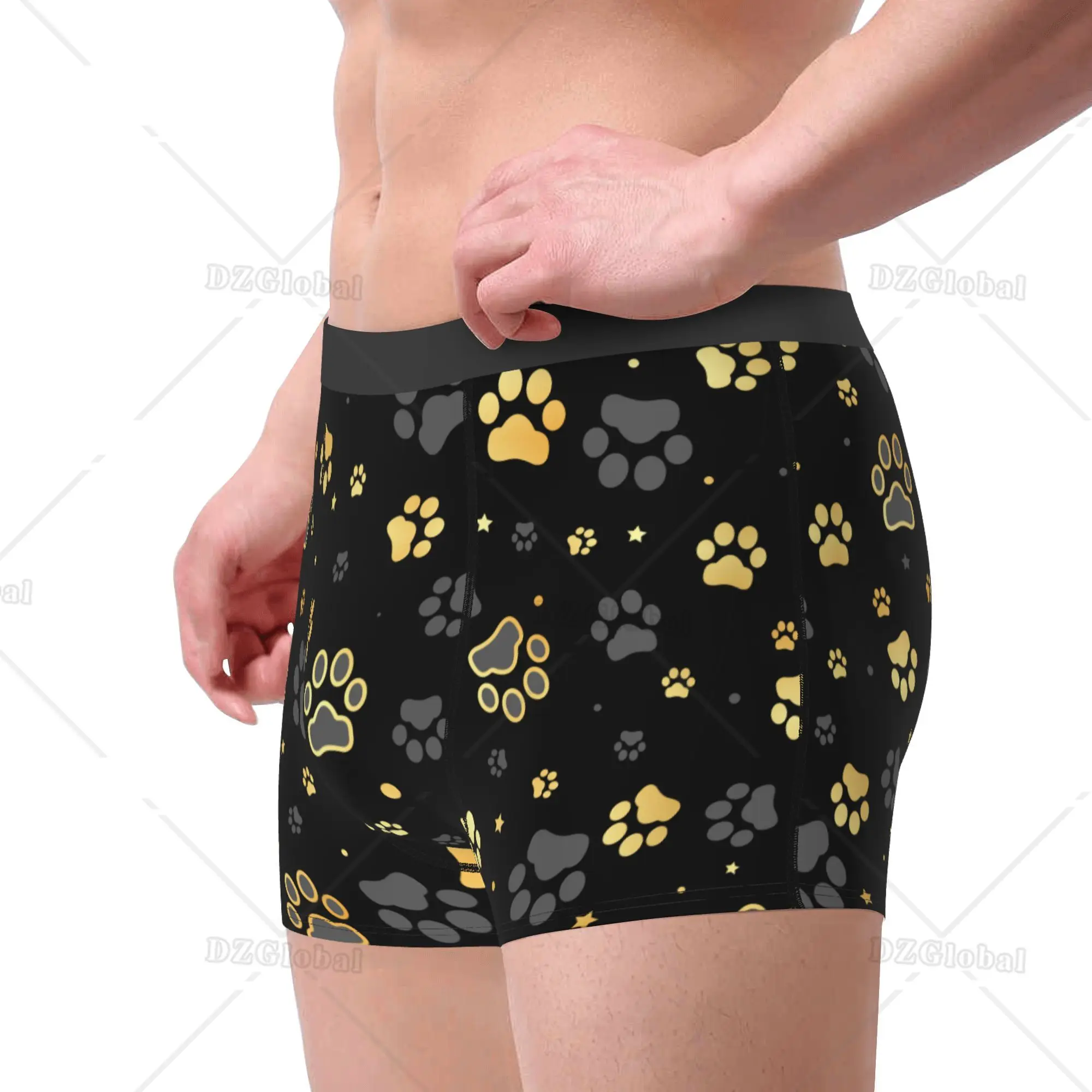 Funny Custom Men\'s Panties Dog Paw Print Boxer Shorts Personalized Comfort Underwear for Men Boys Brief Boxers Trunk S-XXL