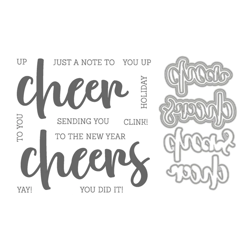 

Christmas Greetings Clear Stamps for New 2021 Scrapbooking Paper Making Buzzword Cheer Frame Craft Supplies Card Cutting Dies