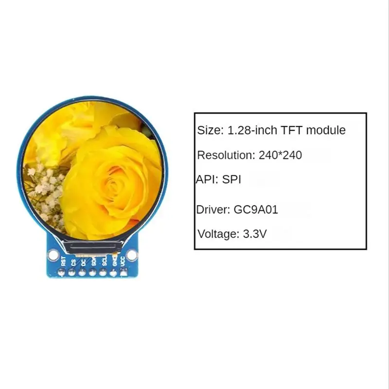 A41Z-1.28 Inch TFT LCD Display Module Accessory Round RGB IPS HD 240X240 Resolution GC9A01 Driver 4 Wire SPI Interface Adapter B