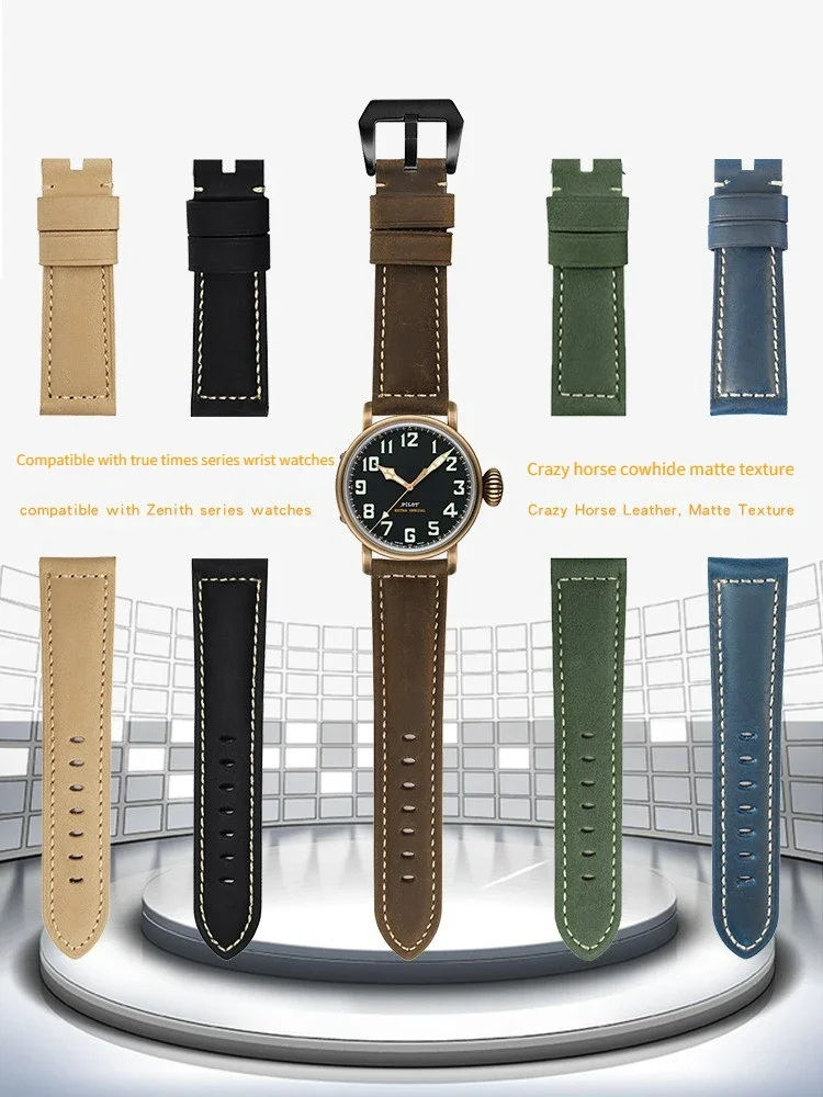 Leather Watch Strap Suitable for Pilot Strap Men's 29.2430 Series Bronze Dafei Leather 23mm