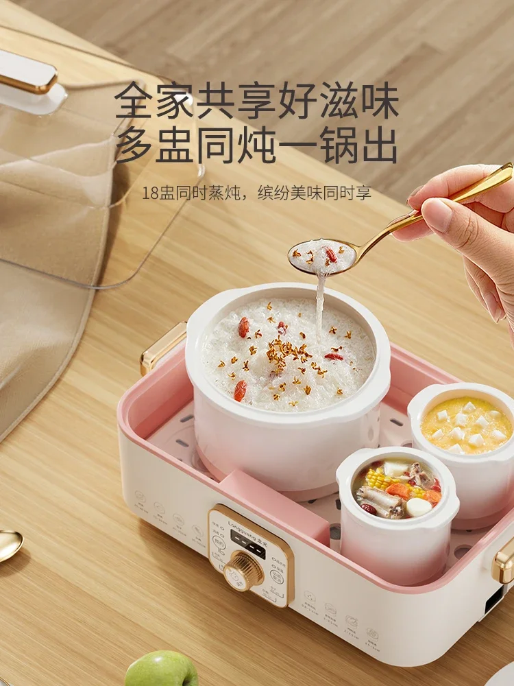 وعاء بخار كهربائي جديد 220 فولت، وعاء شوربة سيراميك أوتوماتيكي، عش الطيور المغلي المزدوج