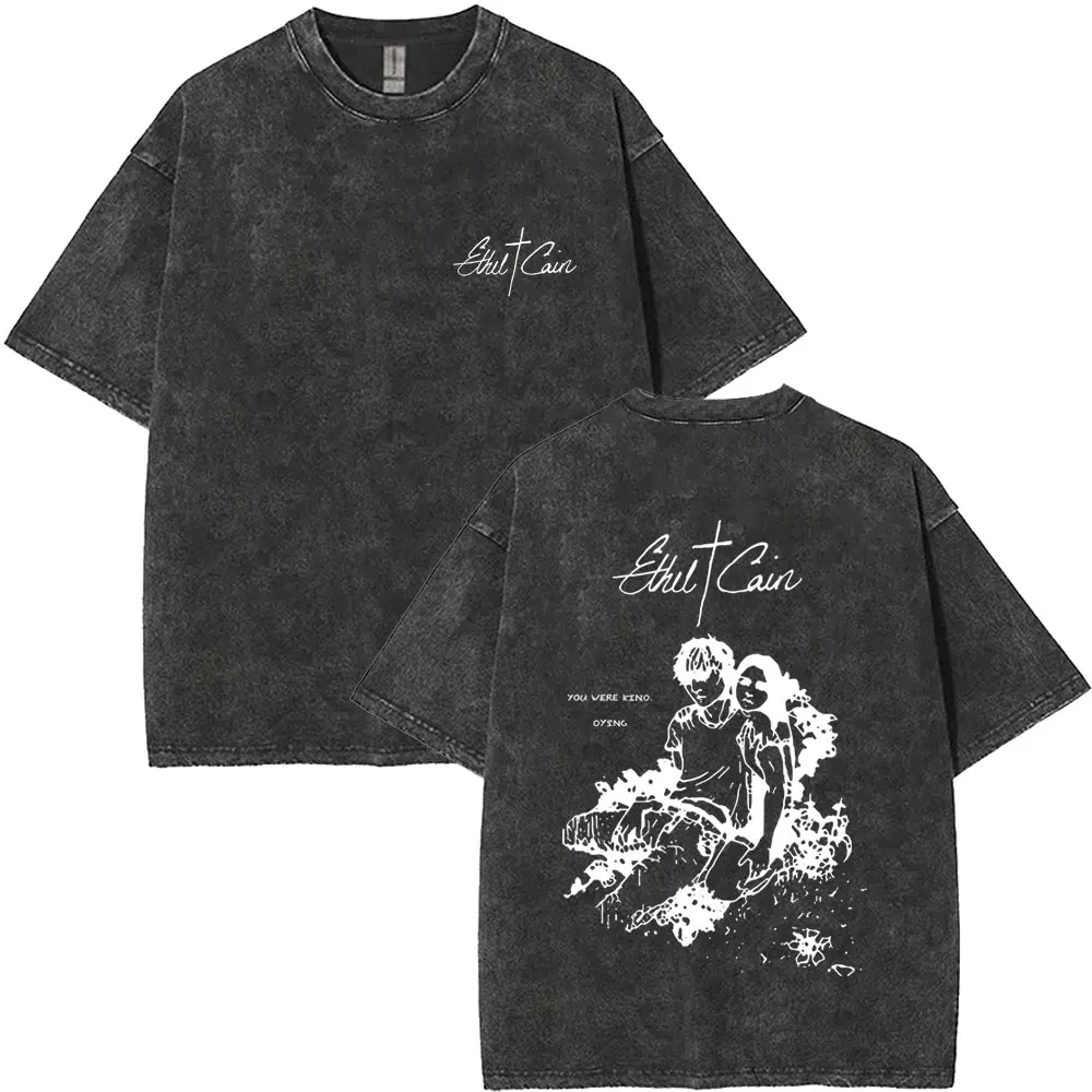 Ethel Cain Classic Pop Vintage Washed‌ T-shirt Men Women Clothing Retro Gothic Oversized T Shirt Unisex Fashion Trend Streetwear