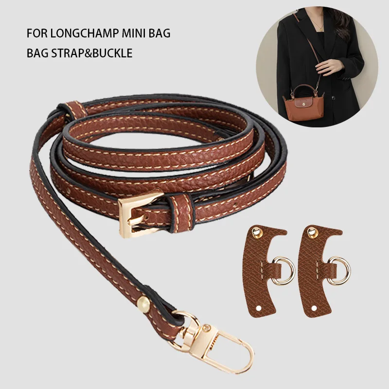 New 3Pcs/set Genuine Leather Bag Strap For Longchamp Mini Bag Handbag Free Punching Modification Crossbody Bag Shoulder Strap