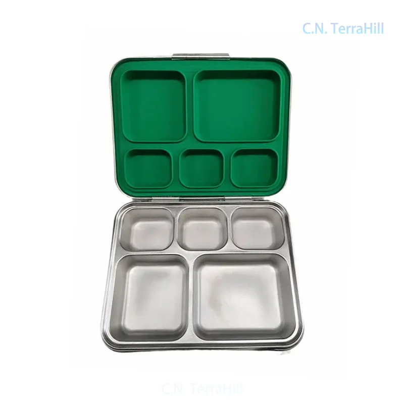 Lunch Box 304 Stainless Steel Large Capacity Food Grade Sealed Compartmentalized Meal Container for Students Office Travel