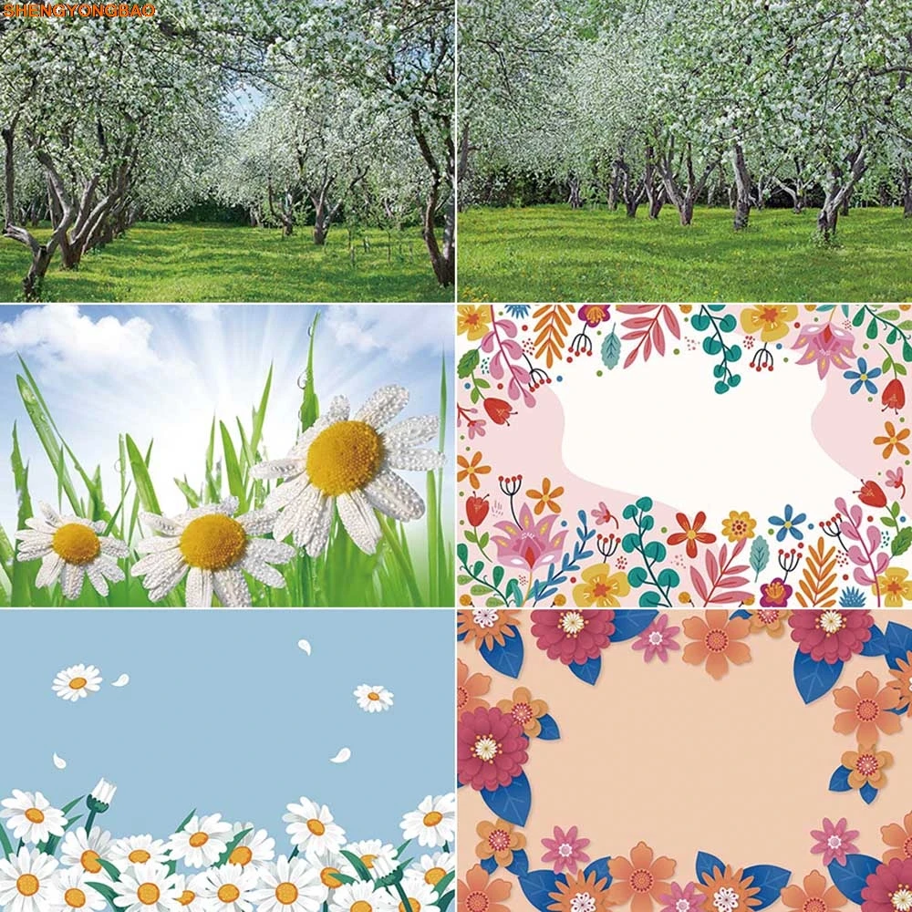 

Natural Spring Backdrop Photography Flower Garden River Photozone Background Baby Photo Studio Photobooth Accessories