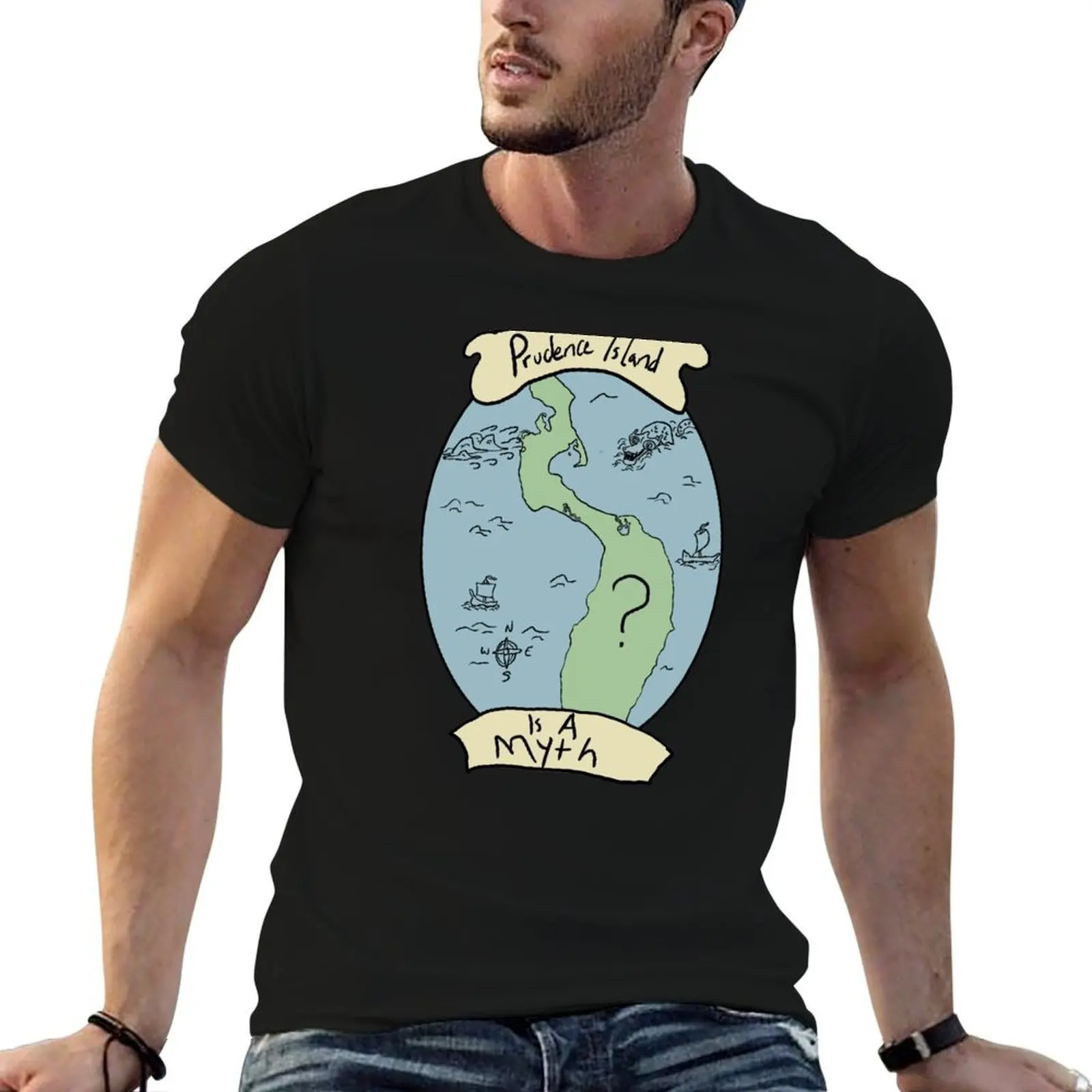 T-shirt Prudence Island Is A Myth, grande taille, basique et décontracté