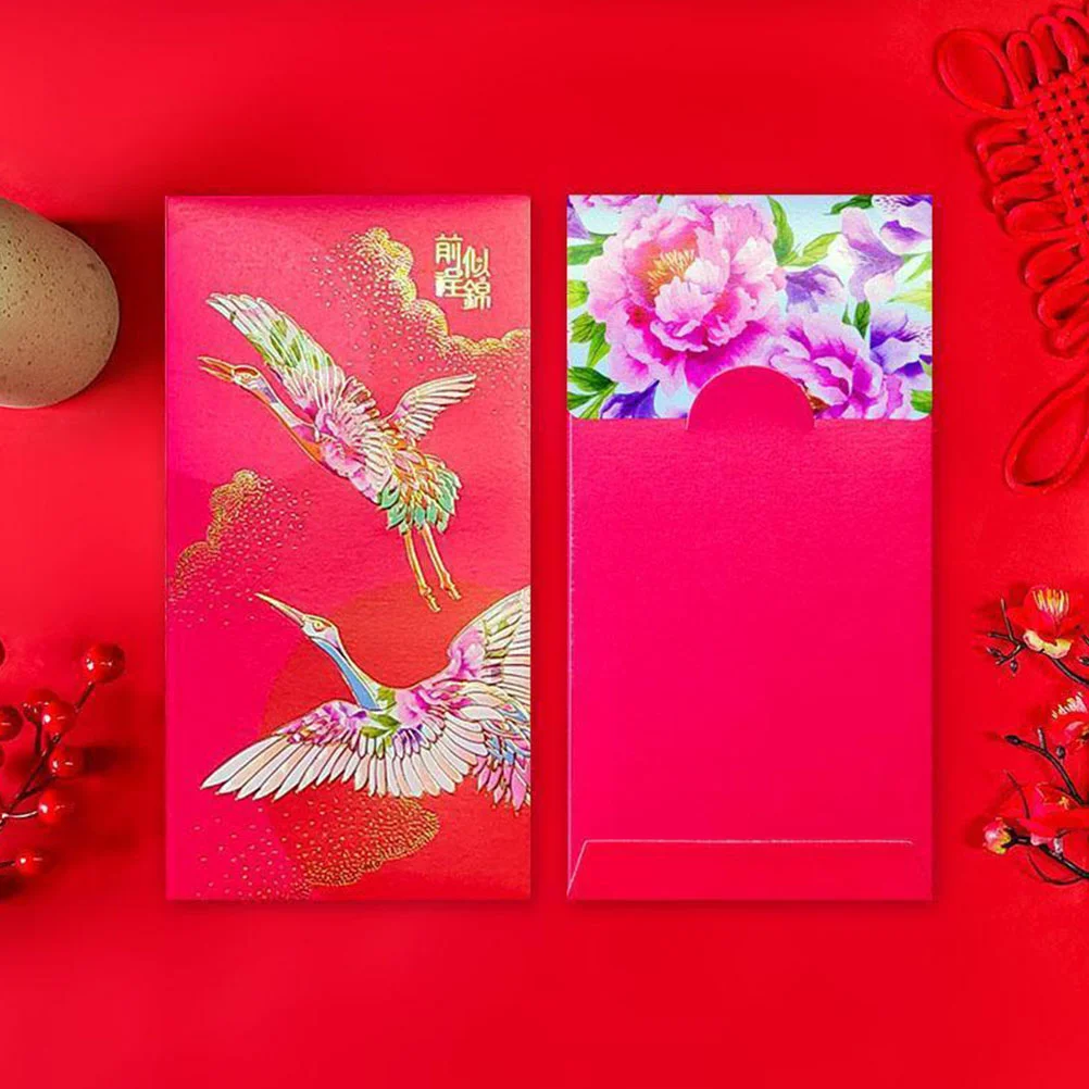 6 Pcs 2024 New Year Red Envelope Money Pocket Paper Envelopes Creative Chinese Style Packet For
