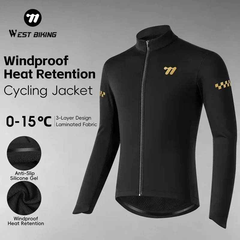 WEST BIKING Warm Cycling Jacket Coat Professional Thermal Fleece Cycling Clothing Windproof Outdoor Sports Jacket Windbreaker