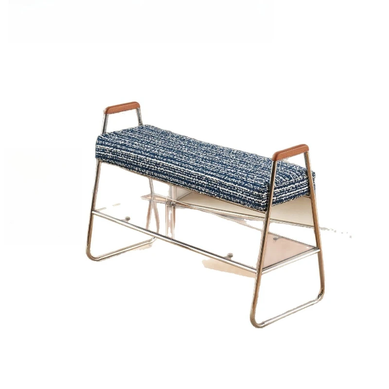 Nordic entrance chair, household solid wood shoe changing stool, soft bag double layer
