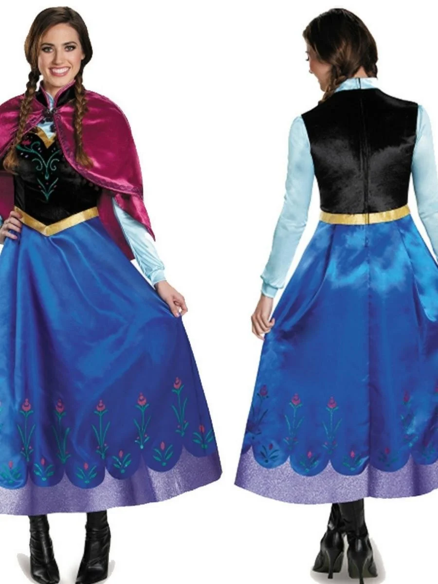 Nieuwe Halloween Volwassen Kostuum Cosplay Maskerade Dr. Elsa Anna Prinses Rok Katoen Traditionele Chinese Toneelkostuum