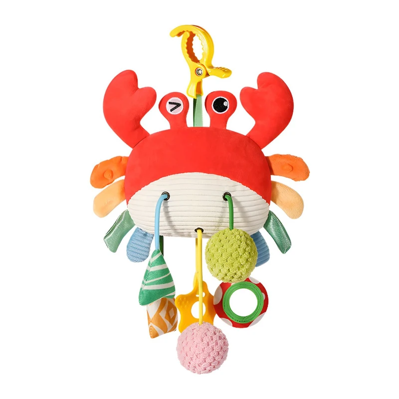 Lleno de diversión infantil, cochecito de bebé, juguete con espejo, anillo de tracción, pandereta, asiento de coche, juguete de peluche colgante suave