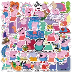 50pcs Cute Cartoon peppa pig Stickers toy Waterproof Skateboard Luggage Guitar Laptop Funny Graffiti Sticker Kid Classic Toy