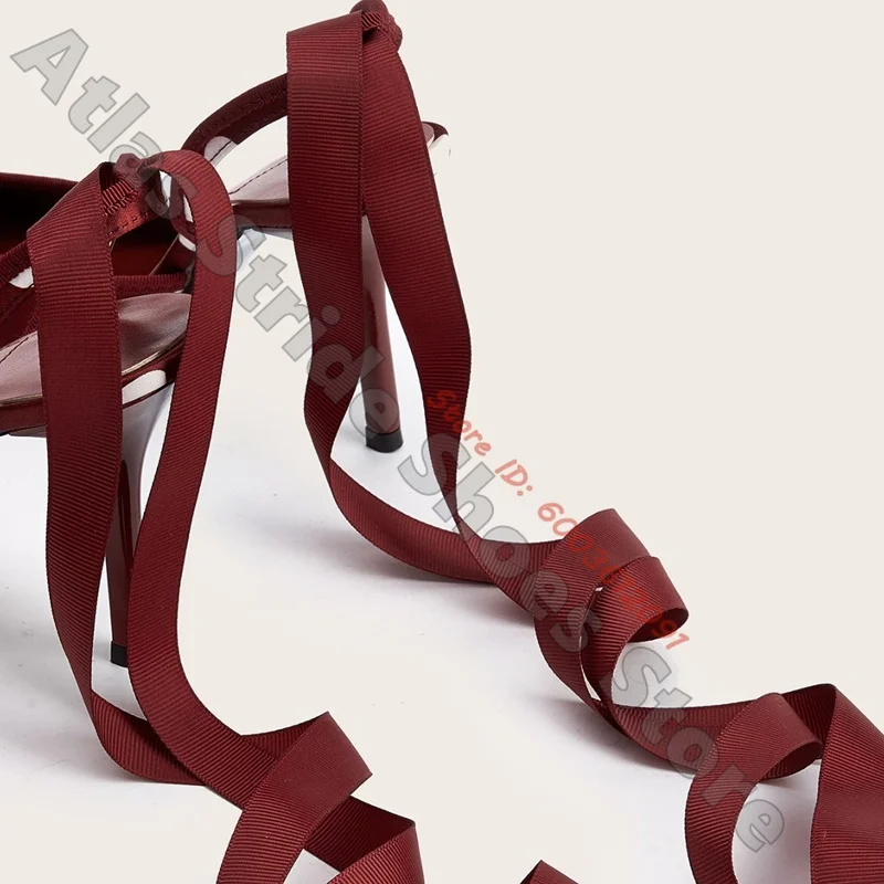 Satin White Polka Dot Pointed Slingback Heels Wide Ribbon Ankle Bow Tie Slim Stiletto Pumps Retro Pin-Up Wedding Sexy Sandals view 4
