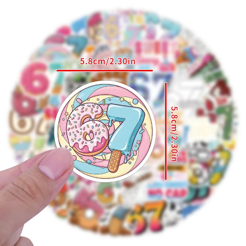 50 قطعة مضحك 67 ستة سبعة ملصقات 67 ملصقات صناعة يدوية سكرابوكينغ الهاتف الأمتعة الشارات مقاوم للماء