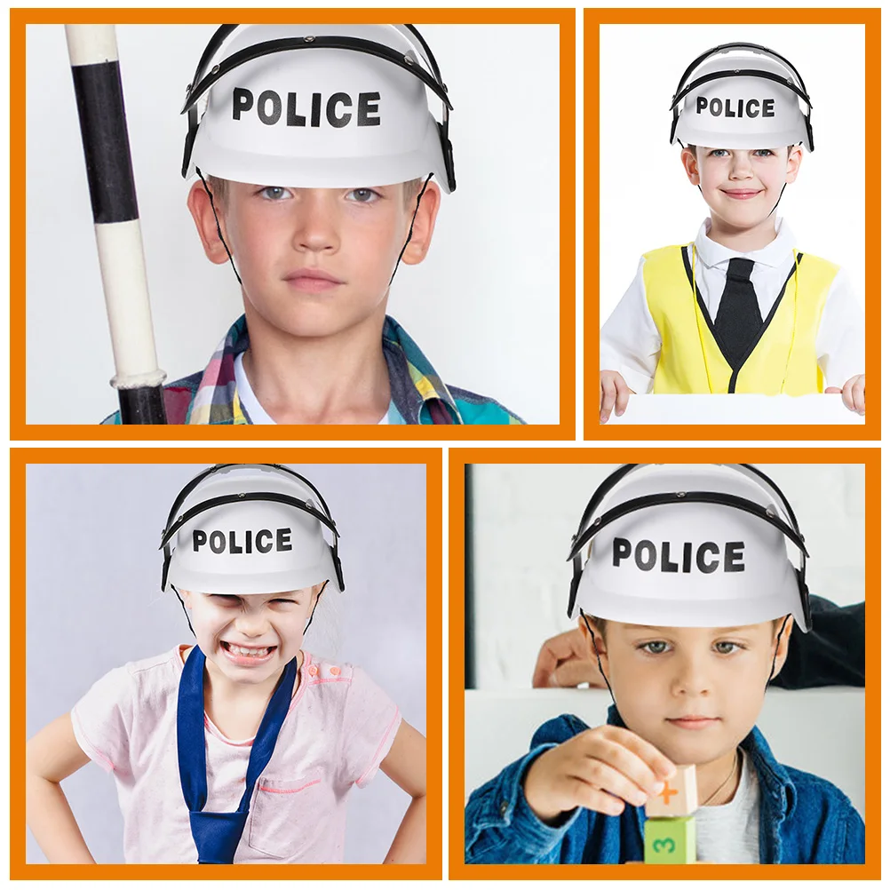

2pcs Police Hat Party Cosplay Accessory Halloween Costume Festival Adjustable Plastic Decorative Hats For Men Stage