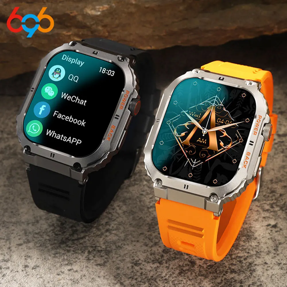 696 New 1.96' Smart Watches Men Heartrate Blood Oxygen Detection Waterproof 400mAh Outdoor Timer Weather Sports Smartwatch Women