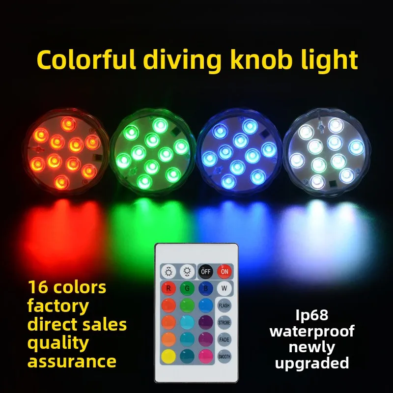 LED Remote Control Diving Light RGB Colorful Underwater Light USB Rechargeable Waterproof Light Aquarium Fish Tank Pool Creative