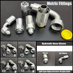 1set High Pressure Hose Hydraulic Joint Metric M10-M42 to Pipe 6mm-25mm Barbed Tube Fitting Connector Compression Sheath Fitting