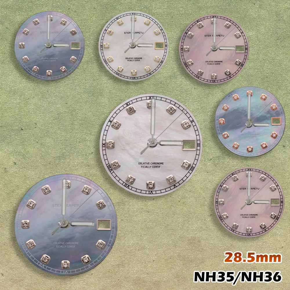 

NG S Logo 28.5mm Pearl Diamond Dial NH35/NH36 Movements High Quality Watches for men Watch Modification Accessories Repair Tools
