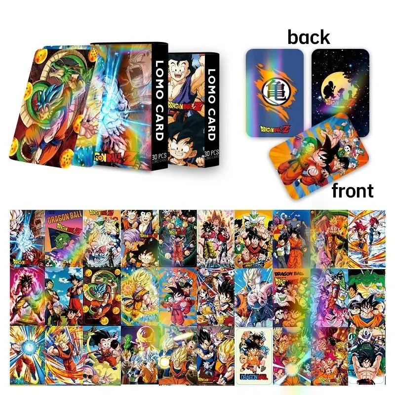 New anime Dragon Ball One Piece Naruto Goku Cartoon Laser laser double-sided flash card toy 30 holiday gifts