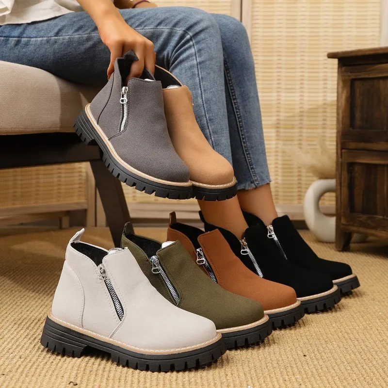 

2025 New Women Simple and Stylish Boots Plus Size Platform Shoes Women Thick Sole Ankle Boots Fashion Comfortable for Women