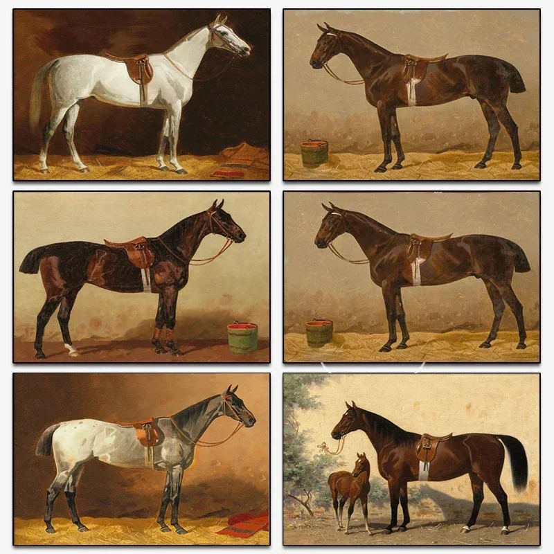Vintage Pferd Kunst Illustration Poster Reitsport Leinwand Malerei Wand Kunstdrucke Bild für rustikale Wohnzimmer Home Dekoration