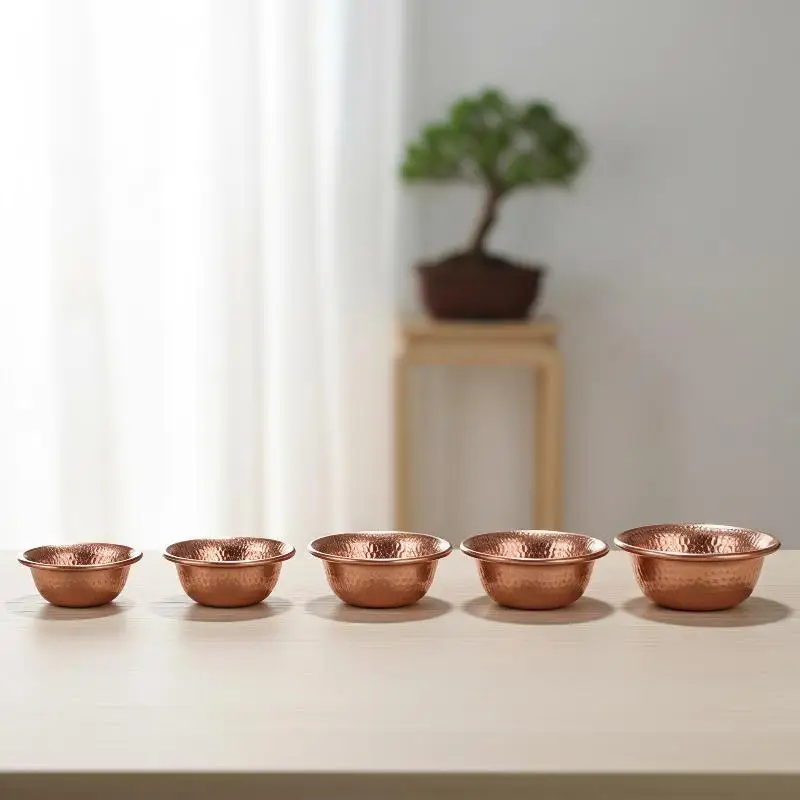 Handcrafted Red Copper Offering Bowl Hammered Texture Multi Sizes Rust Resistant for Altar Pagan Worship Use