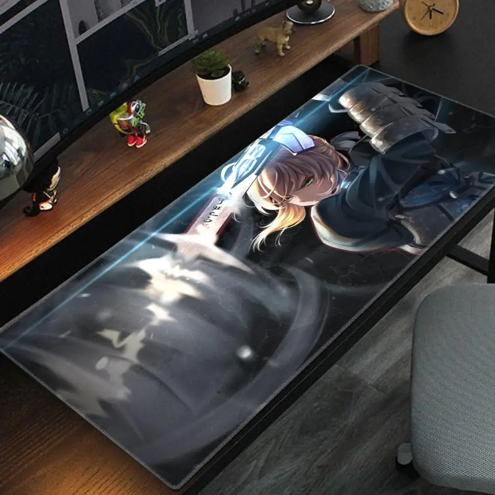 Anime Girl Saber Fate Stay Night Mousepad Large Gaming Mouse Pad LockEdge Thickened Computer Keyboard Table Desk Mat