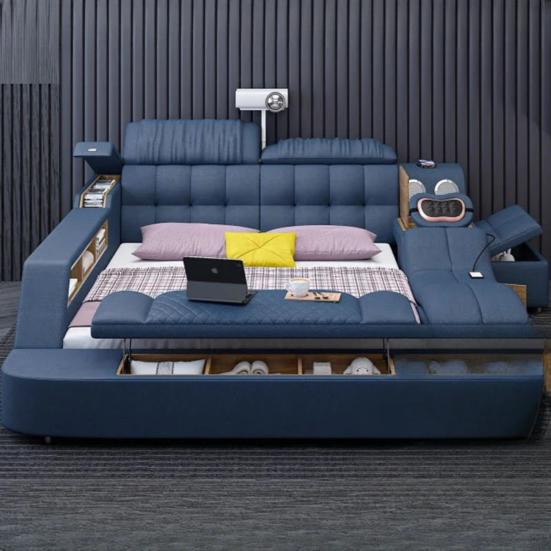 King Nordic fraîchement Double Bed Frame, Aesthetic MultiEco Ction, Smart Modern, Queen Letto Matrimonial, Bedroom Furniture