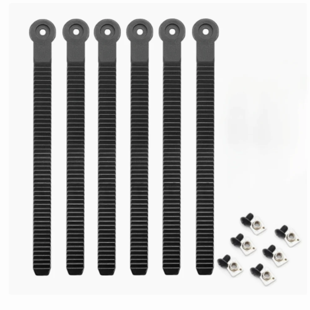 6PCS Adjustable Length Roller Skate Replacement Straps Durable Secure Buckle Closure Inline Skate Fastening Belt Nylon Black