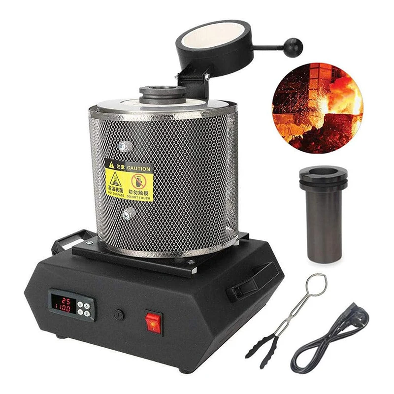 Mini Electric Gold Melting Furnace 2kg 3kg Crucible Jewelry Refining Machine Smelter for Gold Silver Copper