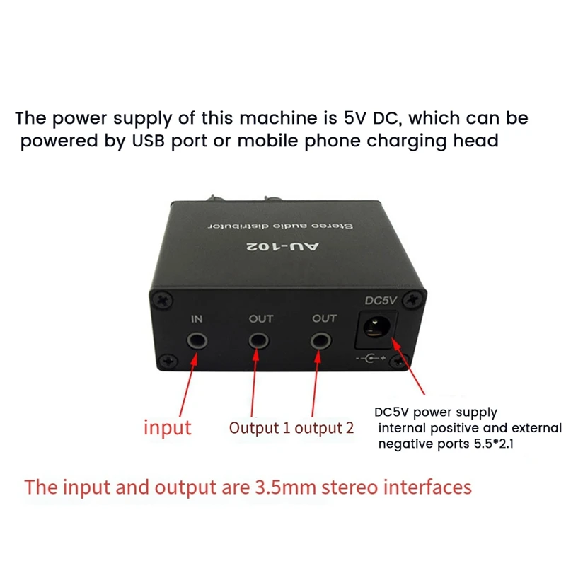 1 PCS Audio Distributor Stereo Audio Mixer 1 Input 2 Output Audio Mixer For Power Amplifier Active Audio