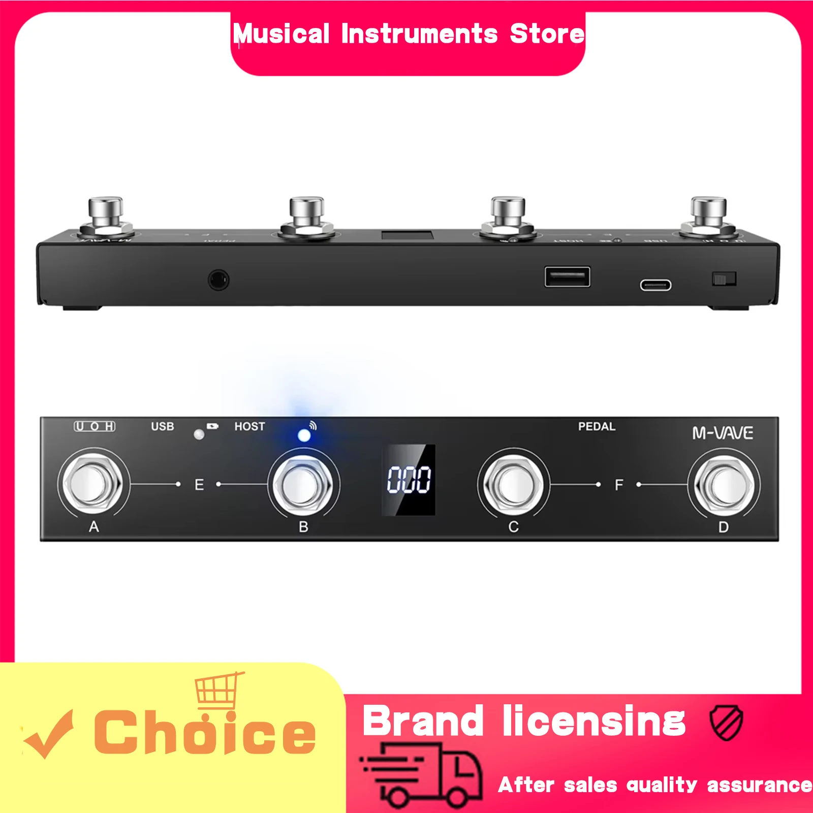 

M-VAVE Chocolate Plus Беспроводной контроллер Midi Клавиатура 4-кнопочный ножной переключатель MIDI Хост-интерфейс Функция управления Детали гитары