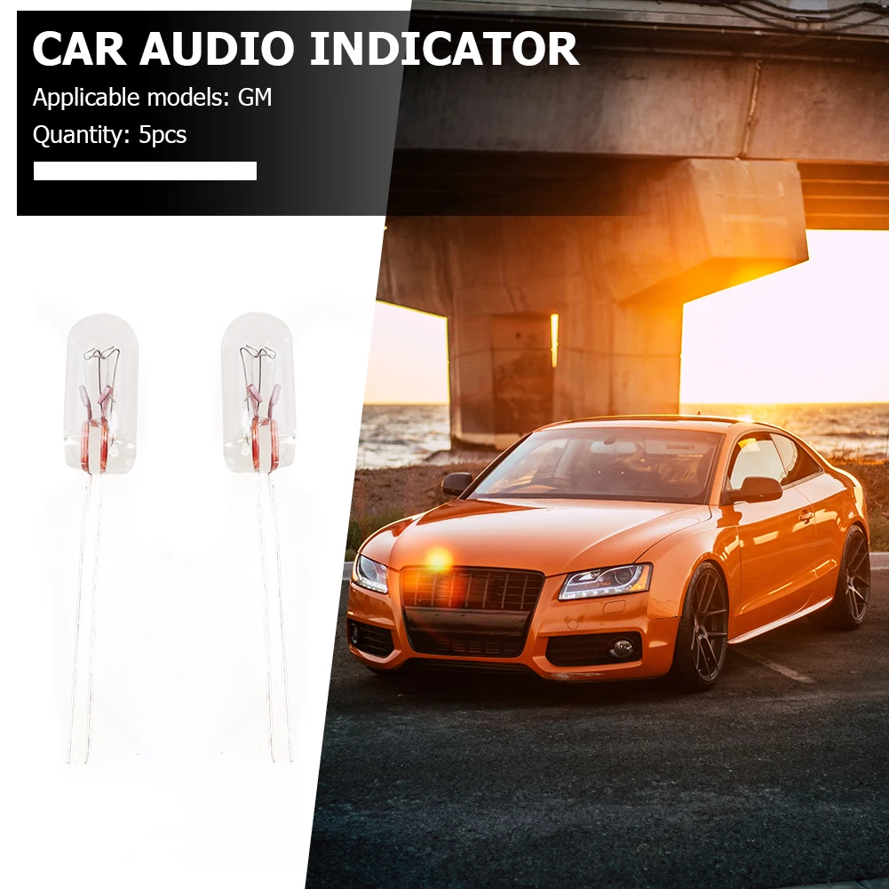 5pcs Car Audio Gear Indicator Light 5mm T5 Dashboard Instrument Bulbs Automobile Instrument Audio Gear Bulb Car Light Accessory