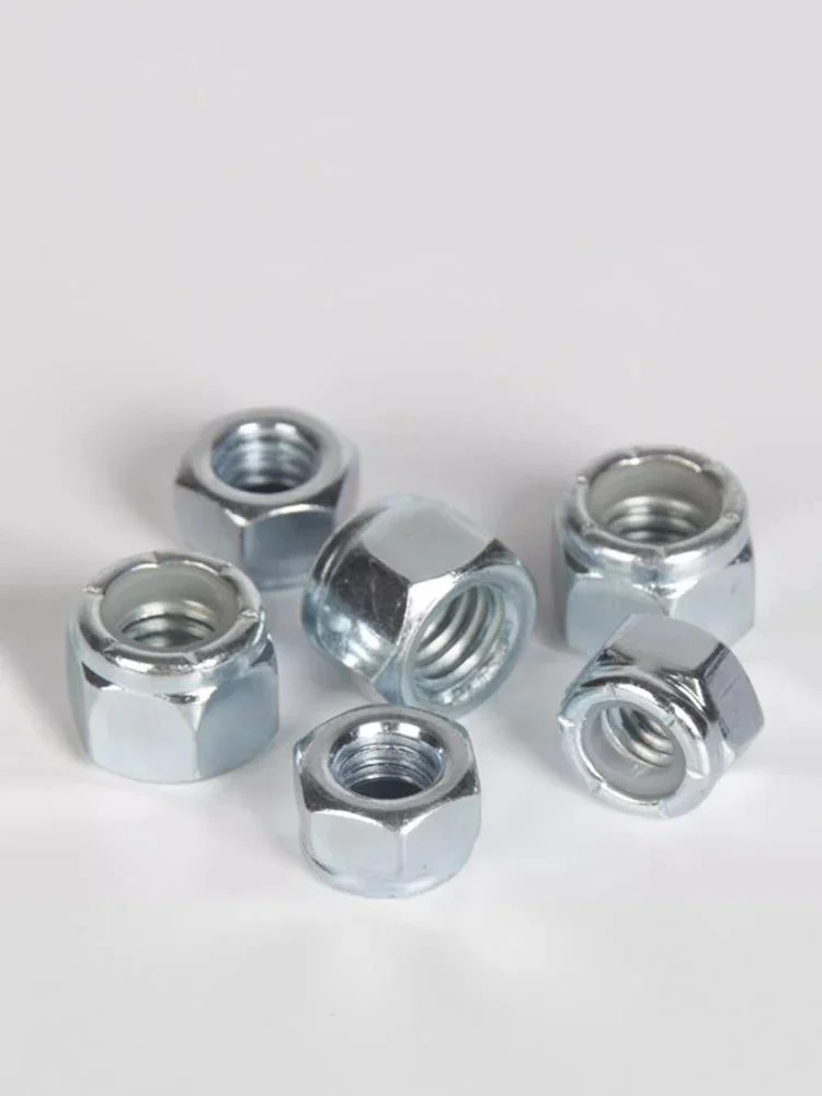 Écrou de blocage autobloquant en nylon, écrou hexagonal en nylon antidérapant, acier au carbone galvanisé, filetage fin UNF, 1-50 pièces, 5/16-24, 7/8-14