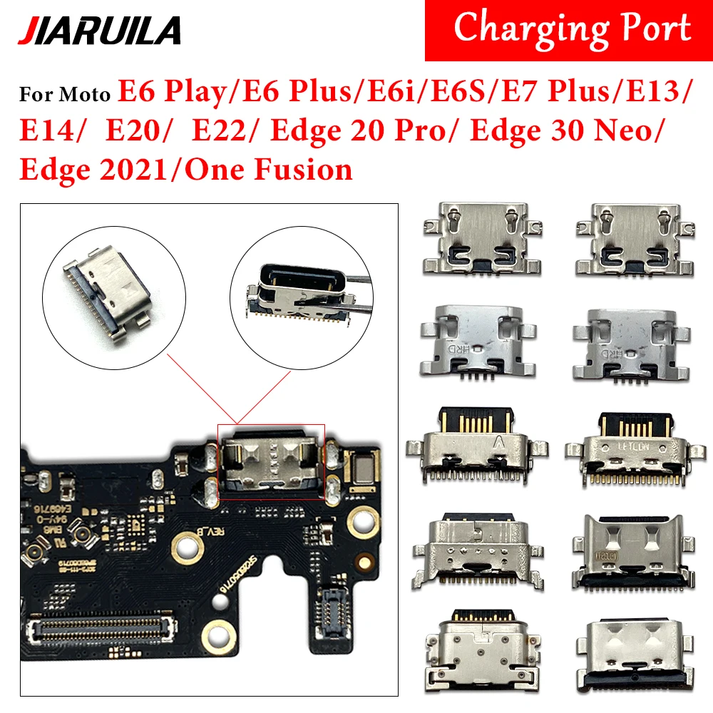 50Pcs, USB Charging Port Dock Plug For Moto E6 Plus E13 E14 E7 Plus E6S E22 Edge 20 Pro 30 Neo Charger Connector 18Pin