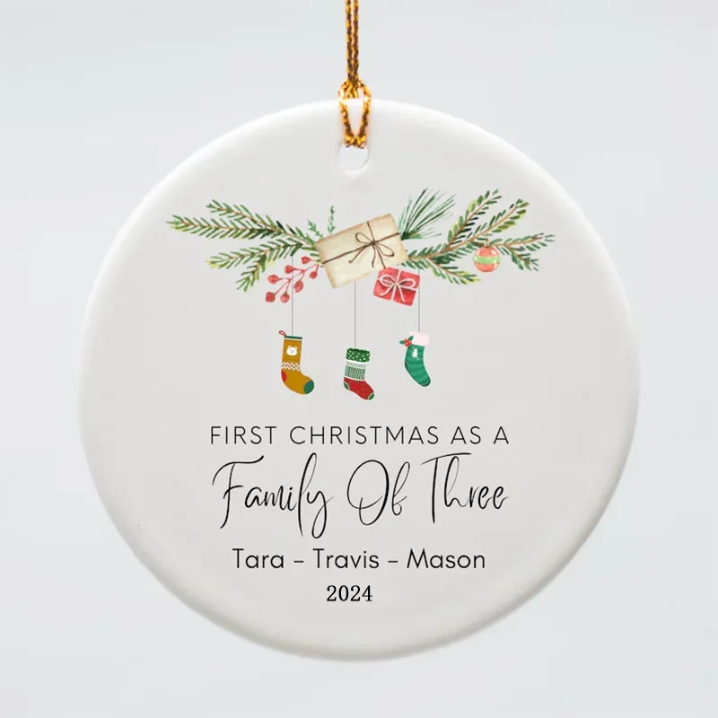 Personalized Family Ornament Custom New Family Ornament Family of Three Christmas Ornament Baby\'s First Christmas Ornament Gift