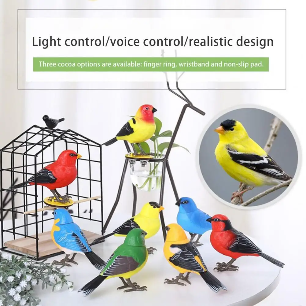 Fake Bird Decoration Singing Bird Toy with Light Sound Battery Operated Fake Bird Model with Movable Mouth for Kids for Lovers