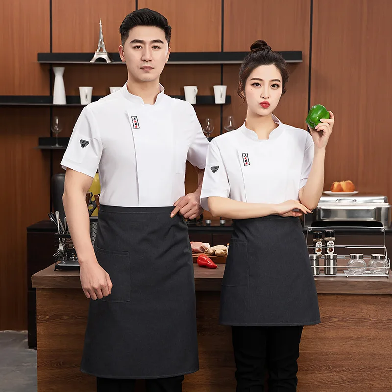 Summer High-End Creative Professional Chef Uniform Short Sleeve Breathable Dining New Chinese Style Back Kitchen Chef Overalls M