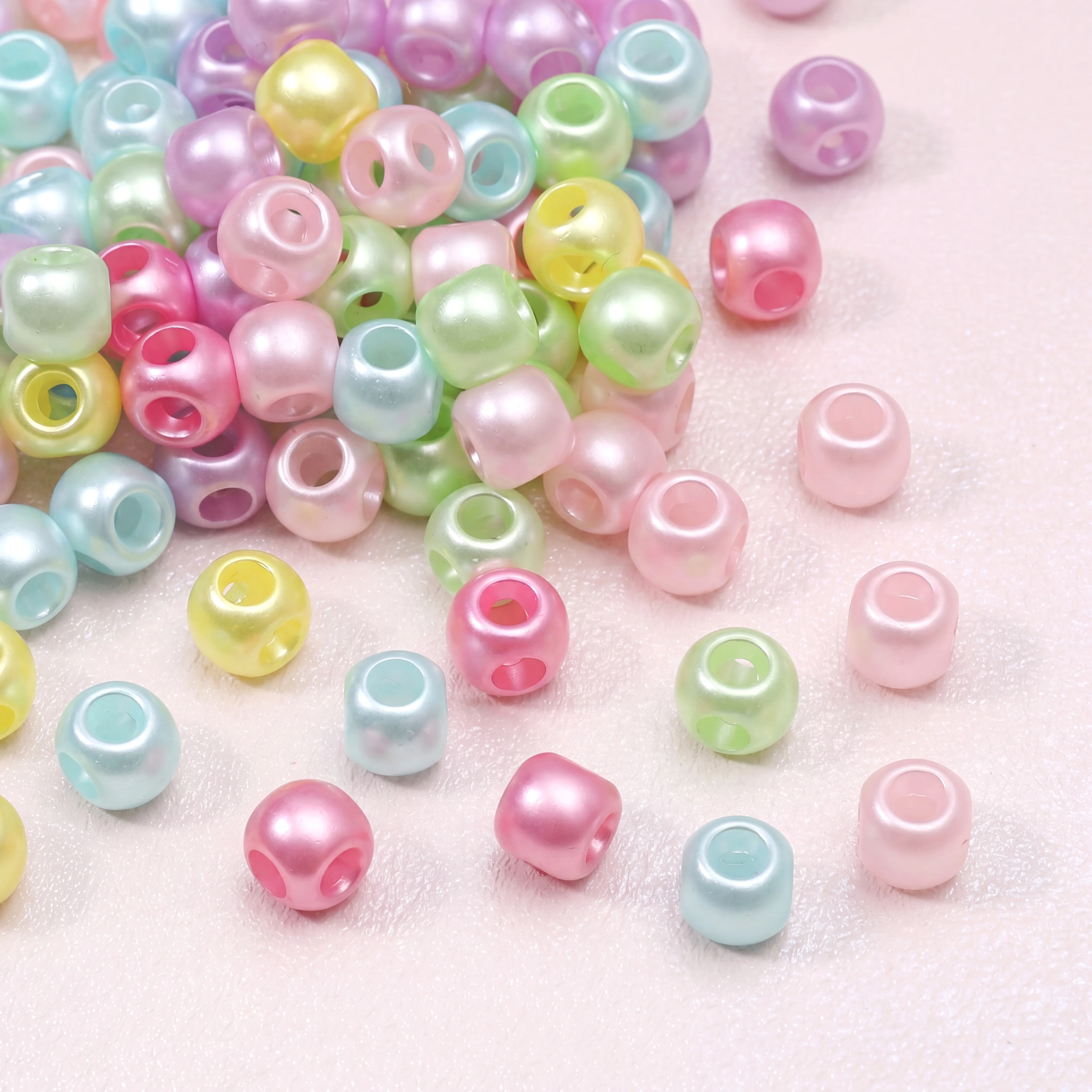 30Pcs 8x6mm Colorful 4-Hole Beads Acrylic Loose Spacer Beads for DIY Bracelet Necklace Phone Chain Jewelry Making Materials