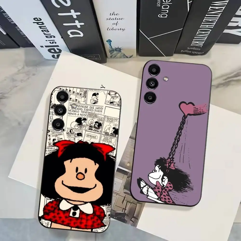 

Cute M-Mafaldas Phone Case For Samsung Galaxy A20,A21s,A22,A31,A32,A52,A53,A72,73,A80 Soft Black Cover