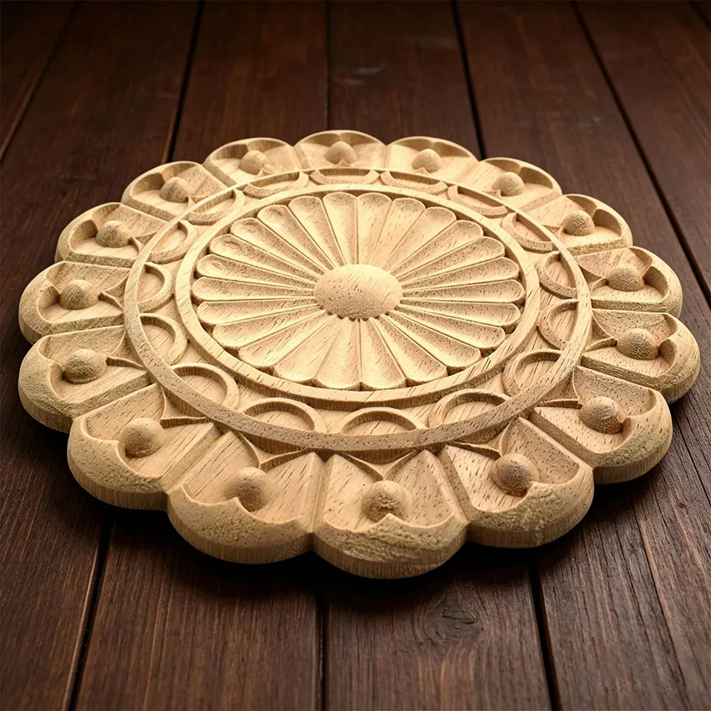 

20cm 24cm Vintage Unpainted Wood Carved Decal Corner Applique Frame for Home Furniture Wall Cabinet Door Decorative Miniatures