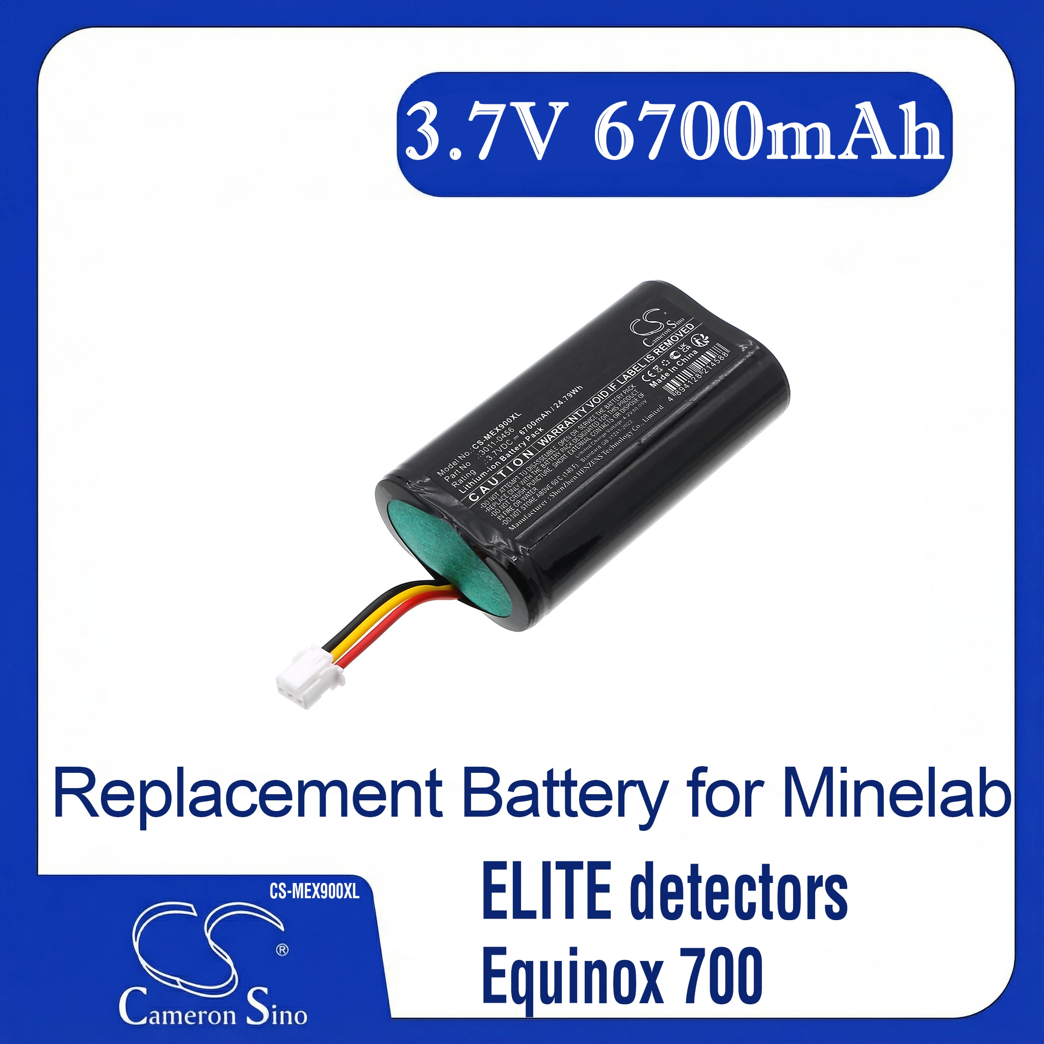 

Cameron Sino Replacement Battery for Minelab ELITE detectors, Equinox 700, Equinox 900,, Fits P/N 3011-0456,3011-0486,3030-0046