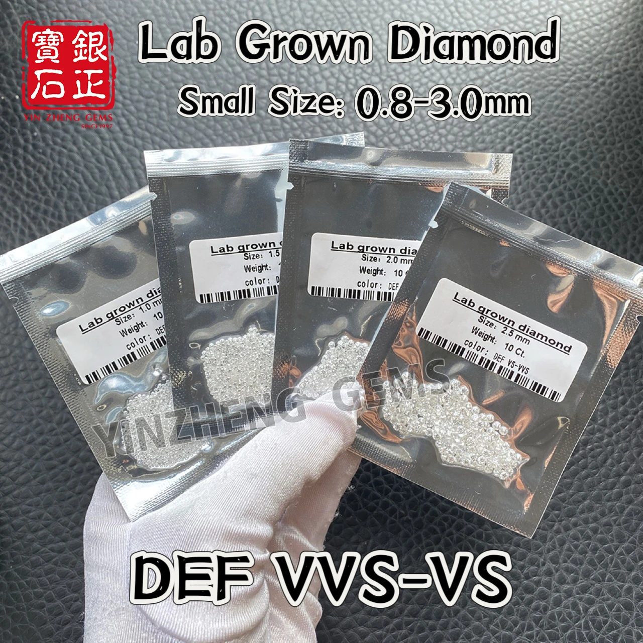 

YinZheng HTHP Lab Diamond Round DEF Color VVS-VS Small Size Diamonds 0.8-3.0mm 1ct/Pack Loose Lab Grown Diamond Wholesales