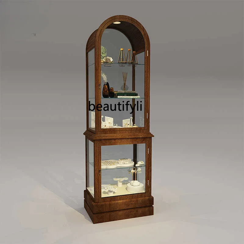 Medieval Store Jewelry Display Cabinet Square Glass Cabinet French Retro Jewelry Nakajima Shelf