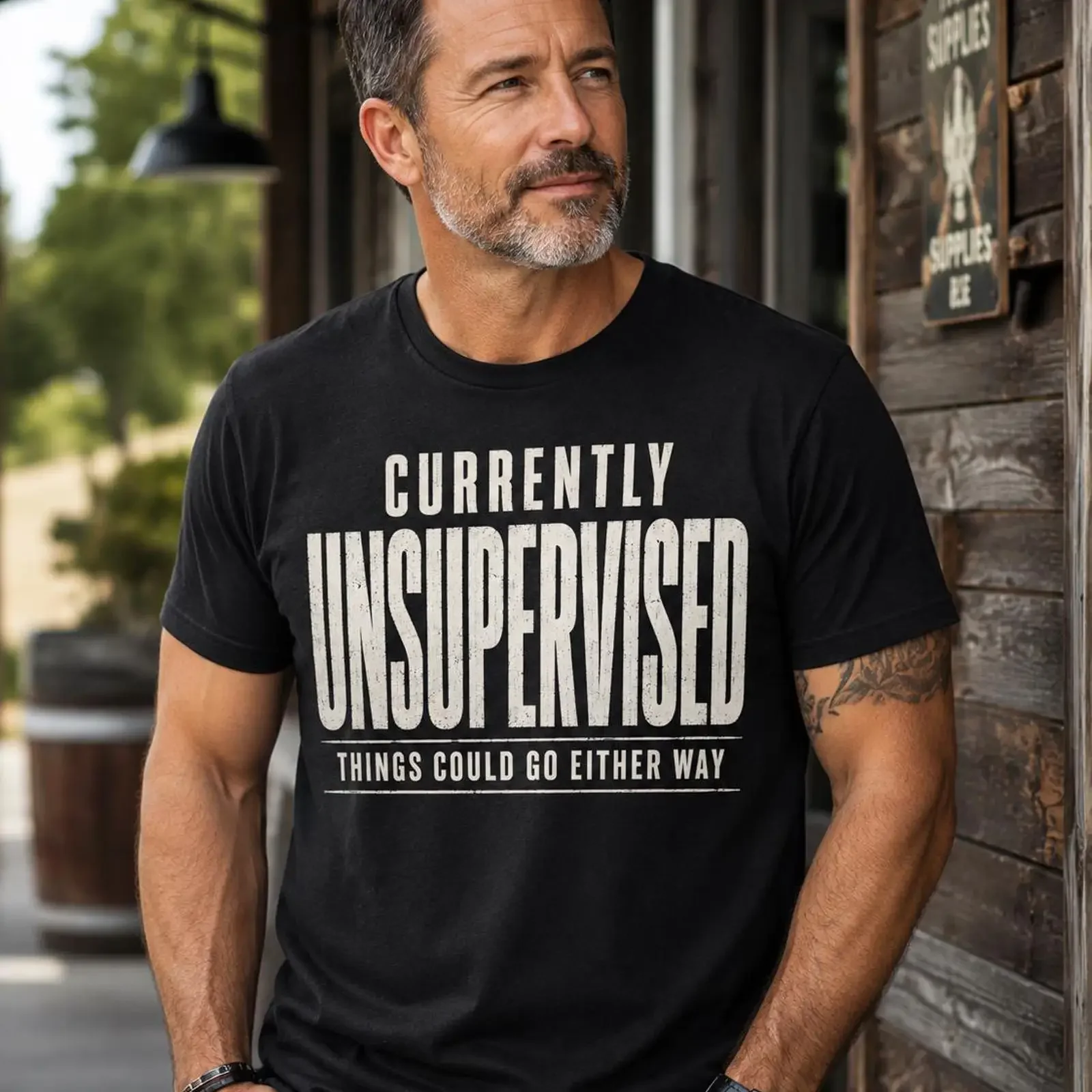 Currently Unsupervised Things Could Go Either Way Funny T Shirt Men vintage Washed streetwear Casual Breathable Slightly homme