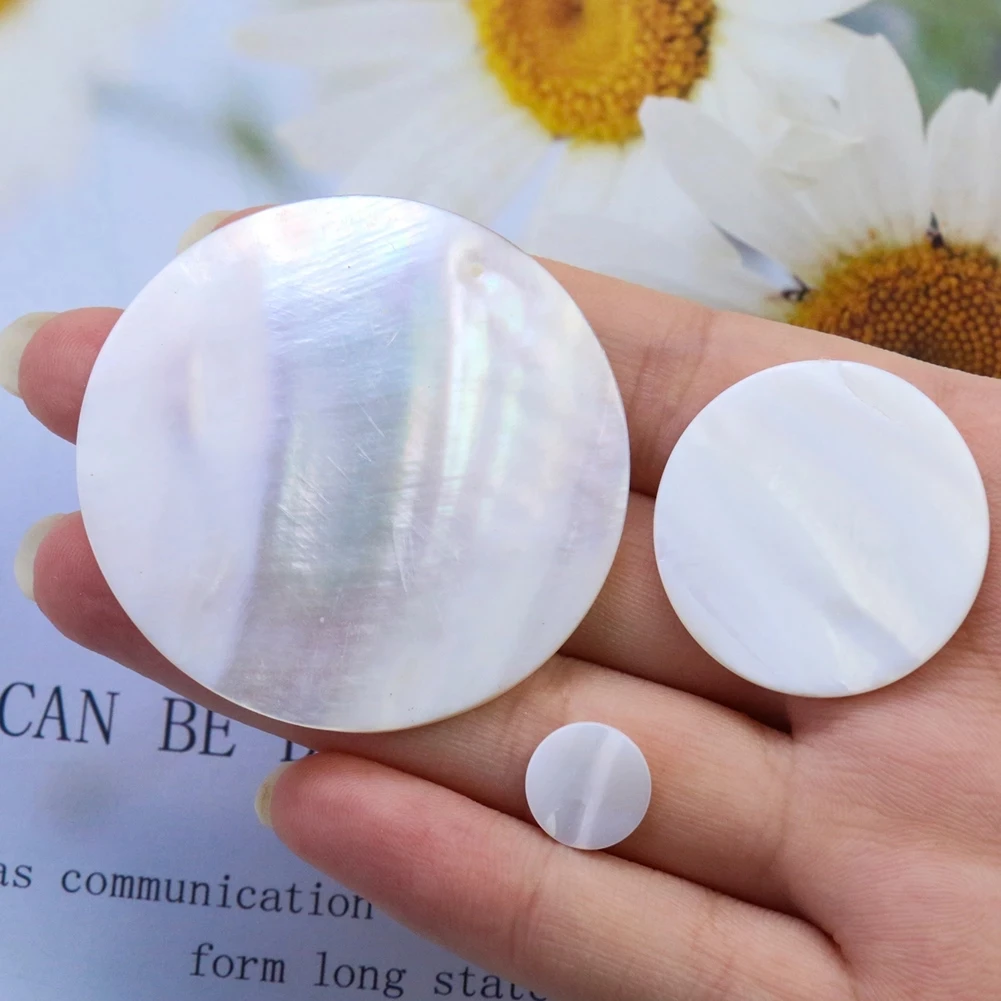 5pcs 50mm Natural Disk Mother of Pearl Coin Shell DIY Jewelry Making Spacer Slice MOP Necklace Sticker Handmade Craft